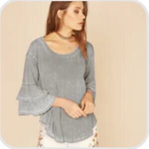 Vintage Havana - Bell Sleeves Heather Burnout Top - NWOT - LG